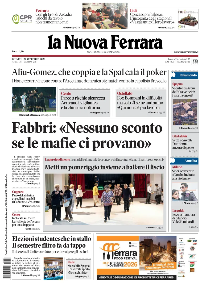 Prima-pagina-nuova ferrara-oggi-edizione-del-2026-10-29